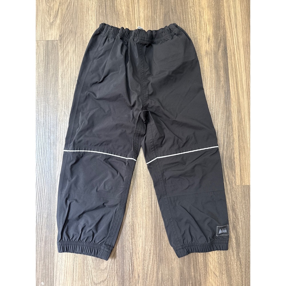 REI Rain Pants Toddlers 4T Black Reflective Nylon Outdoor Hiking Shell